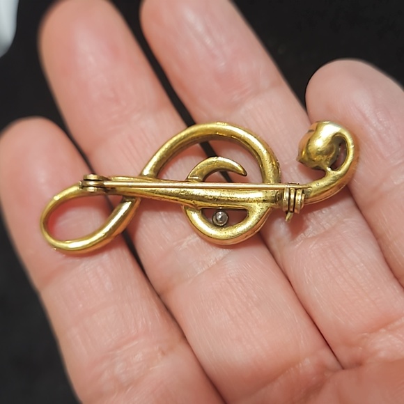 Vintage Treble Clef Rhinestone brooch - Picture 3 of 3